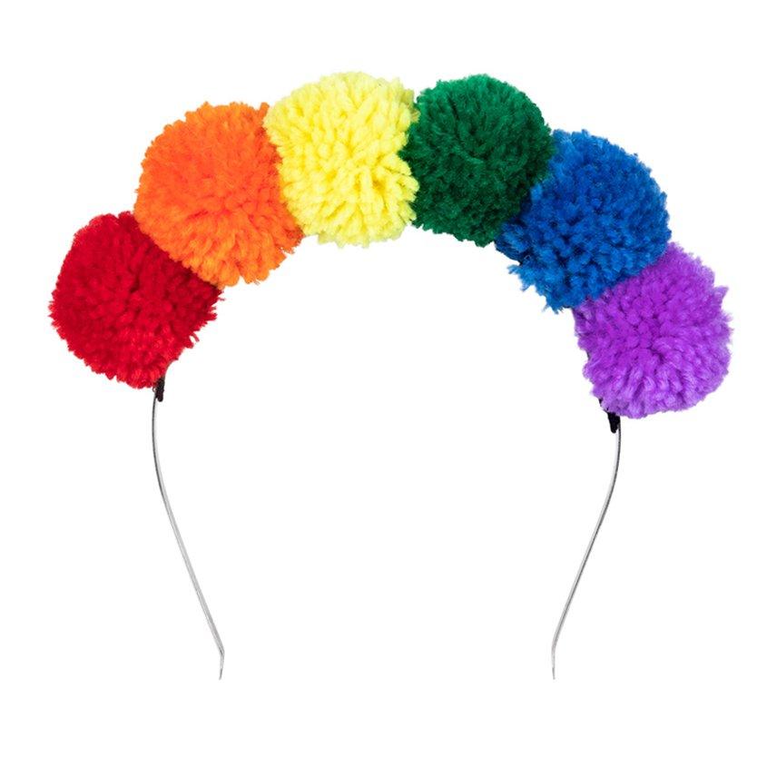 Hårbøyle - fargerike pompoms