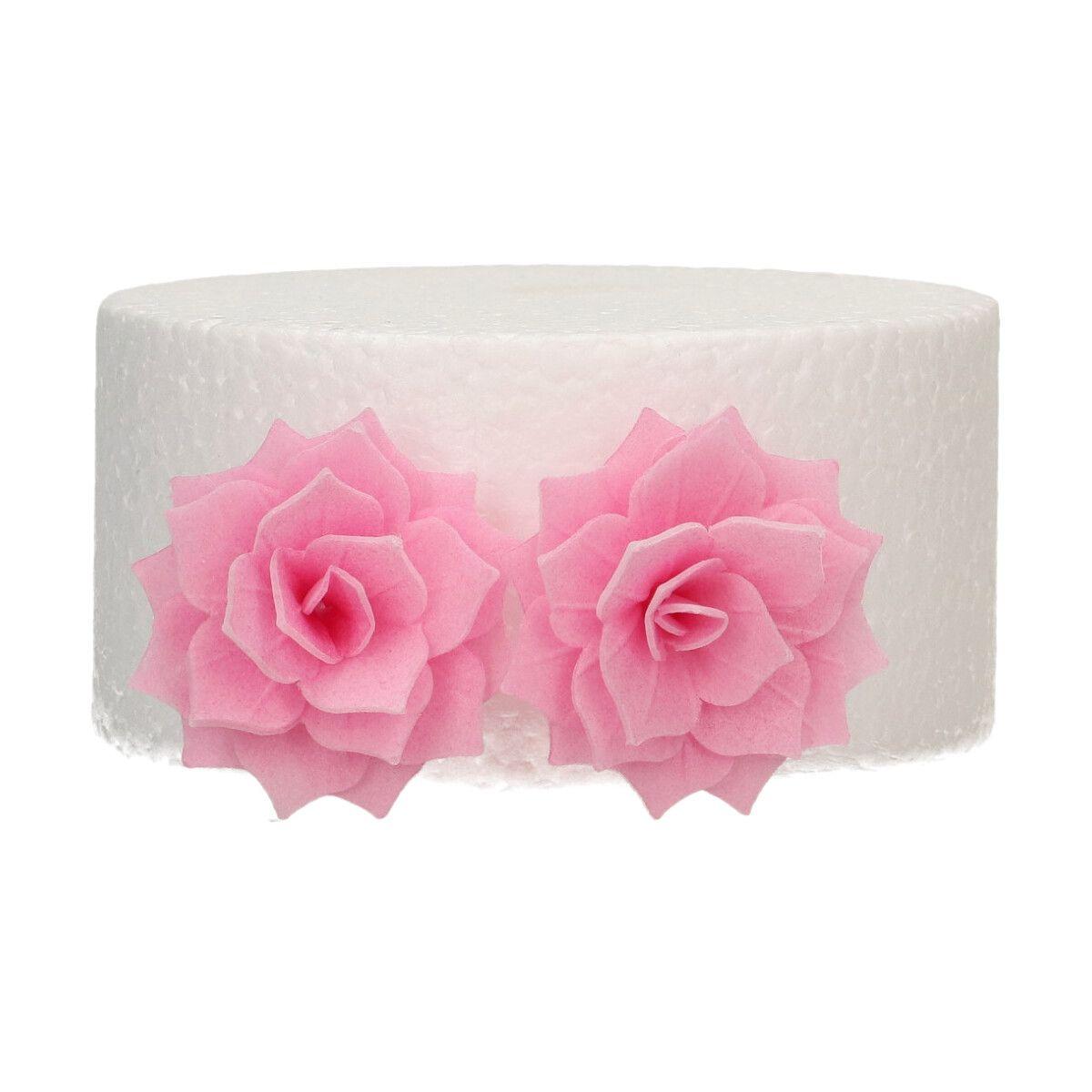 Spiselig rose, fedigmontert medium, rosa - 15 stk