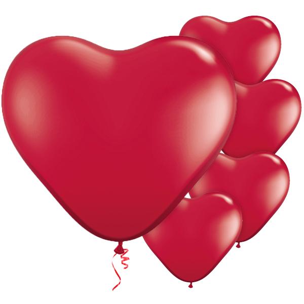 Ballonger hjerter rød, 25 cm - 8 stk