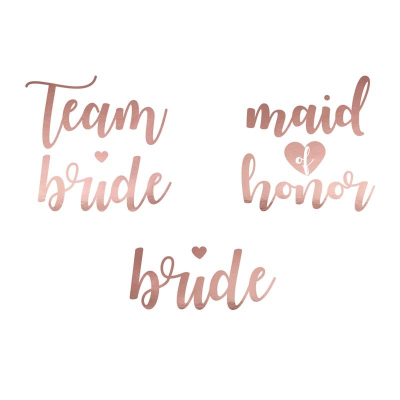Midlertidige tatoveringer, team bride rosegull - 13 stk