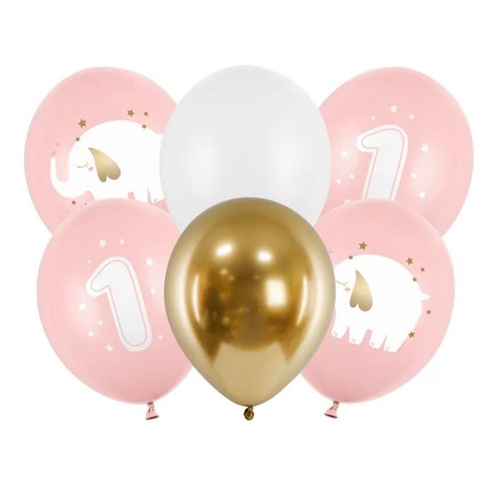 Ballonger, 1 år, rosa - 6 stk