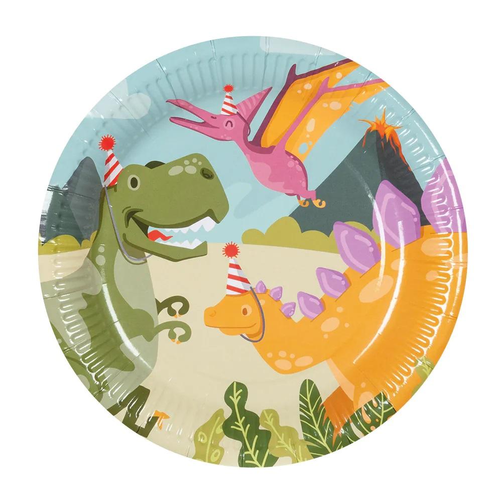 Papptallerkener, søte dinosaurer - 10 stk