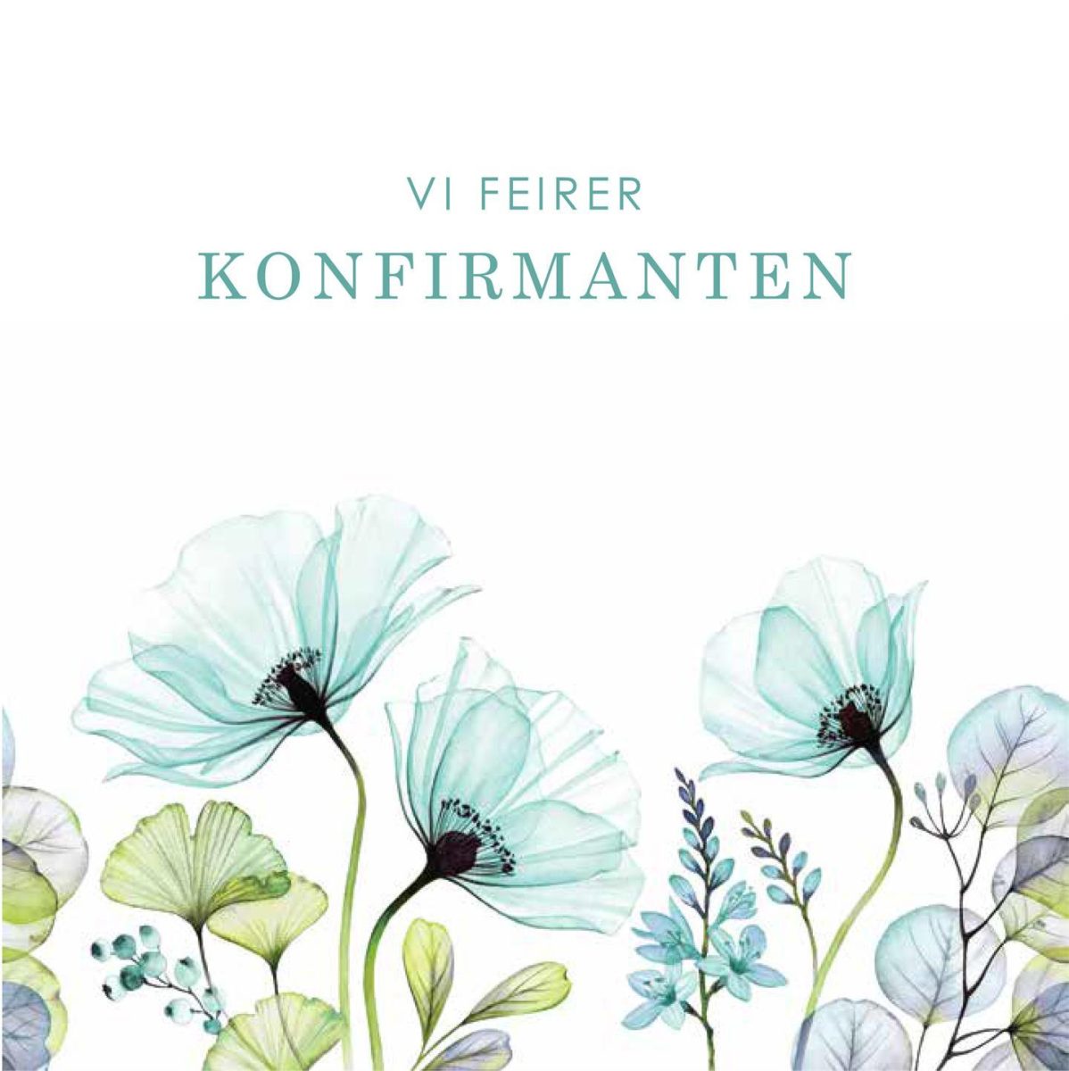 Servietter, Vi feirer konfirmanten, blå blomster – 20 stk.