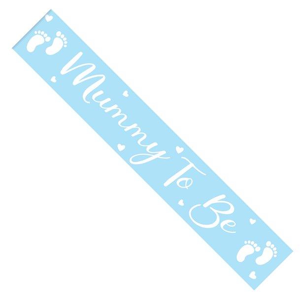 Festbånd, lys blå og hvit - mummy to be