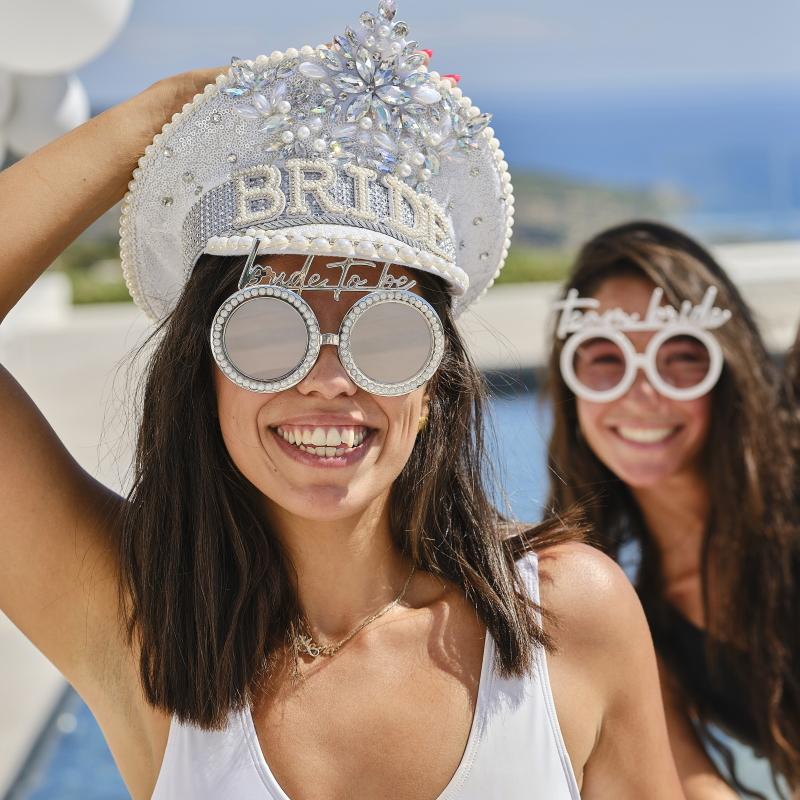 Briller - bride to be, sølv med perler