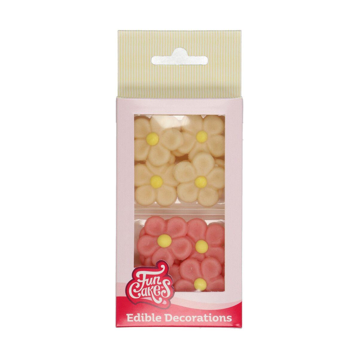 Spiselig kakedekor marsipan, blomster - 12 stk