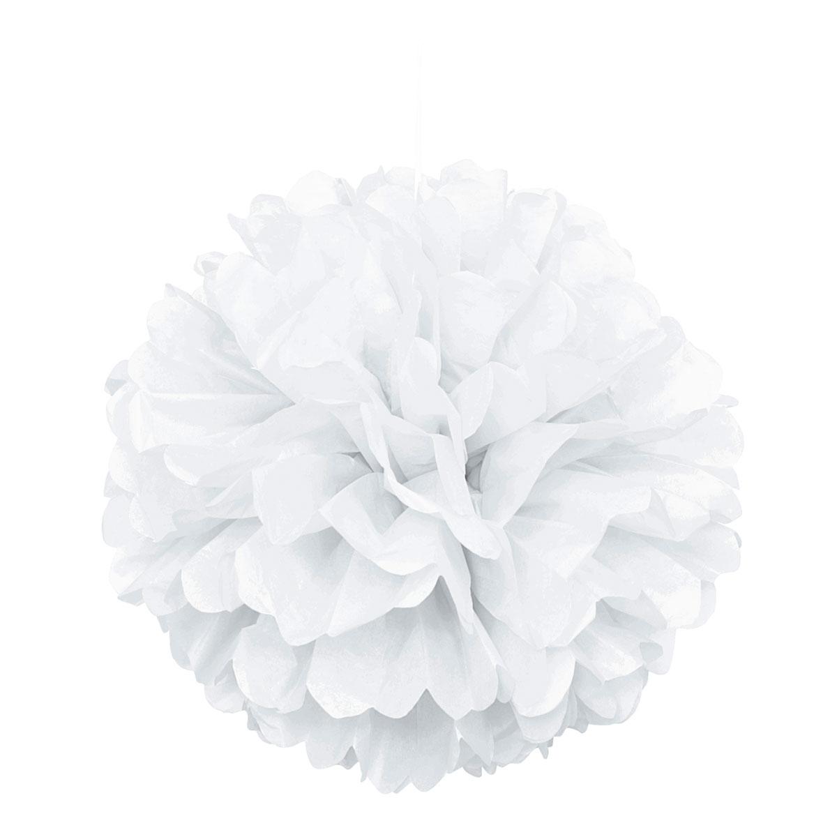 Pompom hvit - 40 cm