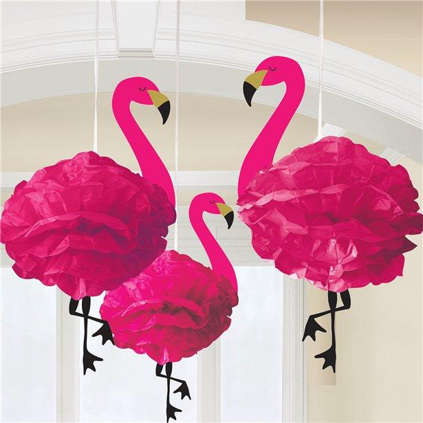 Pompoms, rosa flamingo - 3 stk