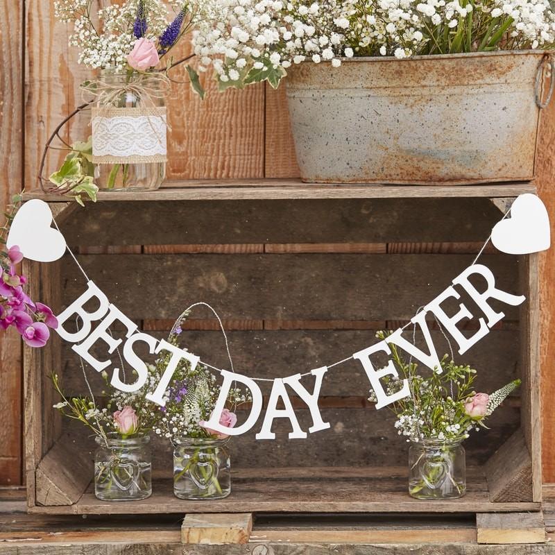 Banner hvitt treverk - Best day ever