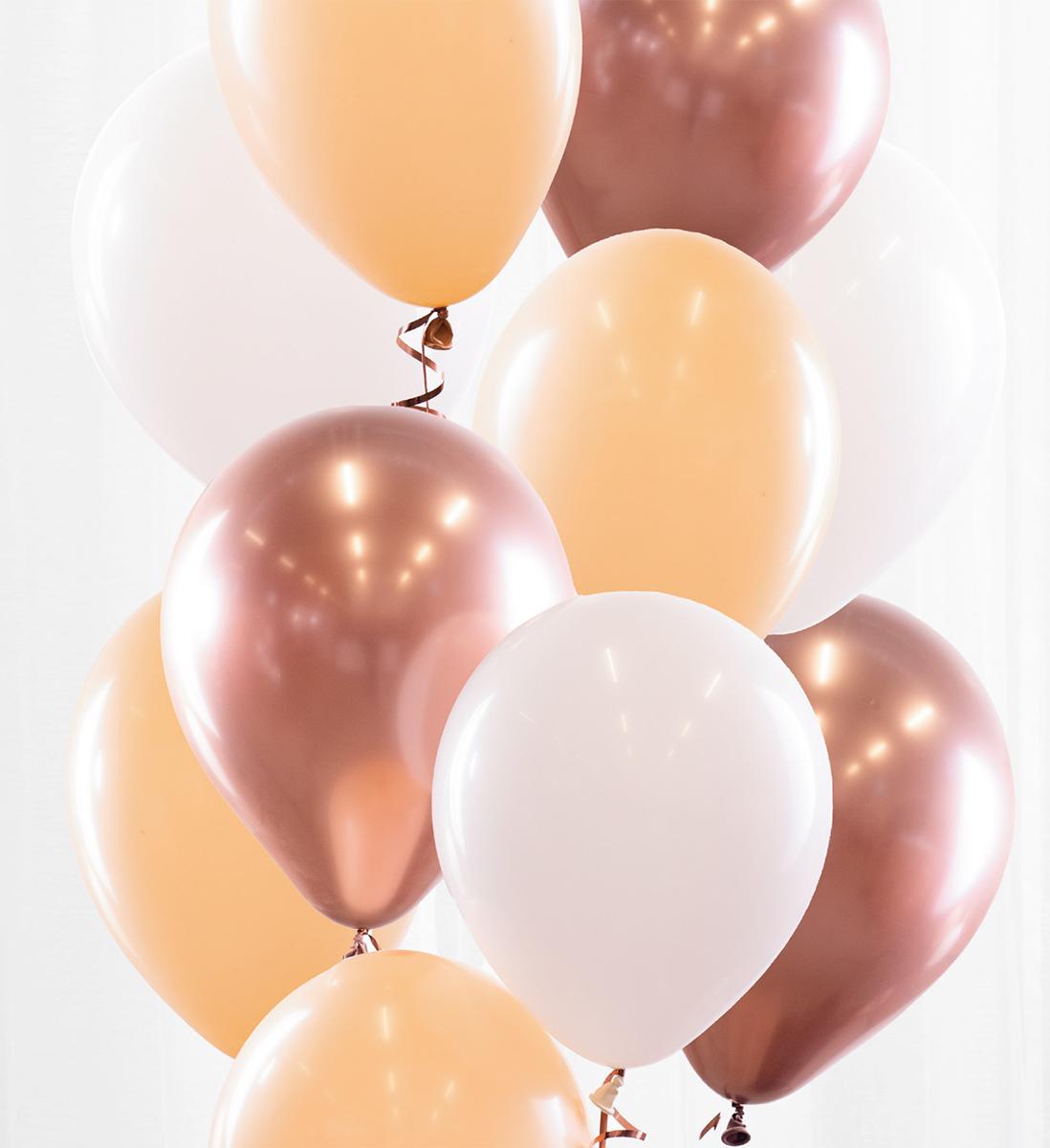 Ballongbukett rosegull og beige, gjør det selv – 10 stk