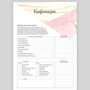 Spådomsark om konfirmanten, rosa - 20 stk