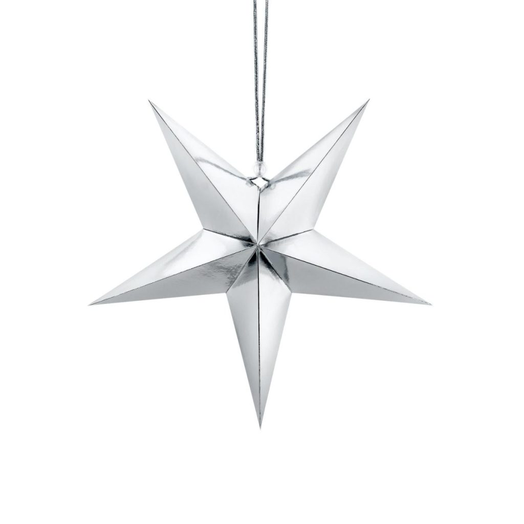 Hengende stjerne, sølv - 45 cm