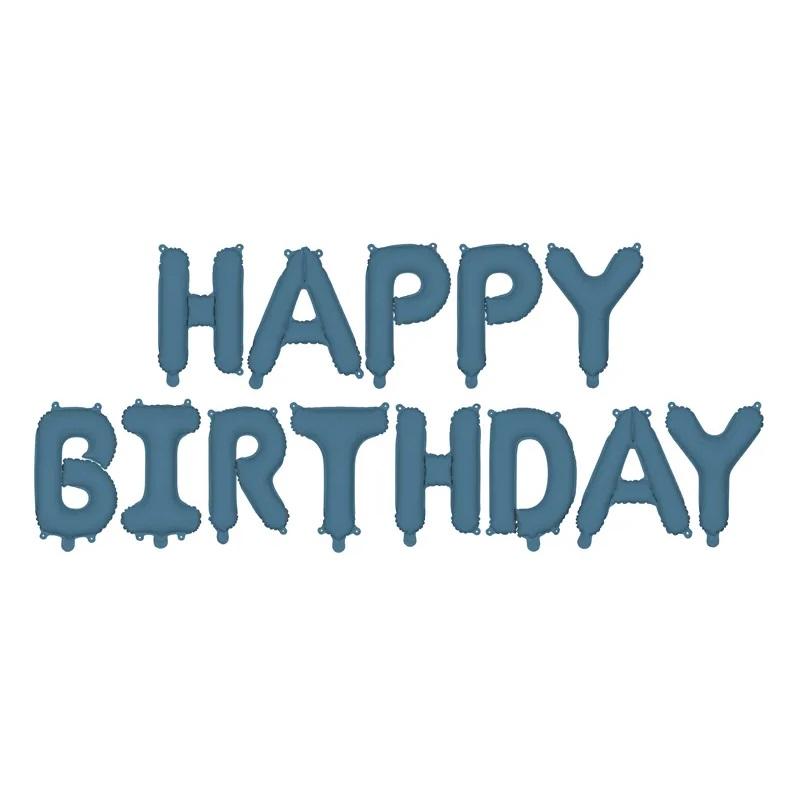 Ballongbanner, happy birthday - marineblå