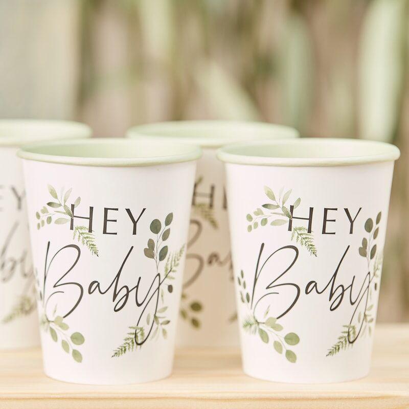 Pappkopper Hey baby, botanisk – 8 stk