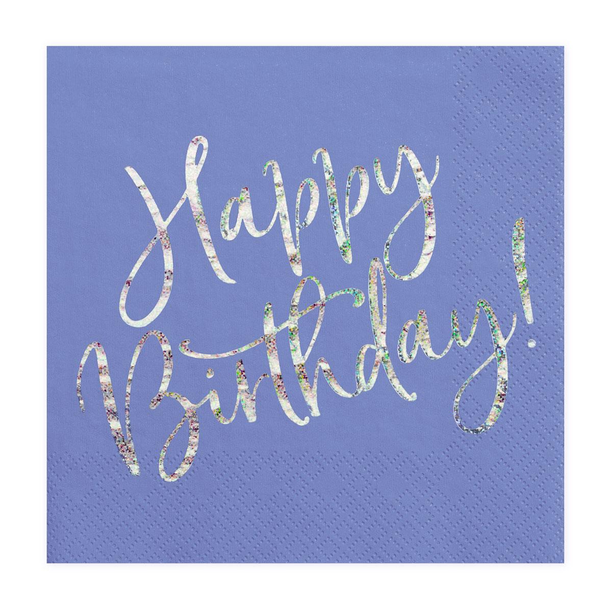 Servietter happy birthday, blå - 20 stk