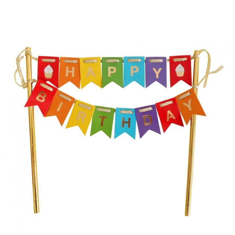 Kakebanner, happy birthday - regnbue
