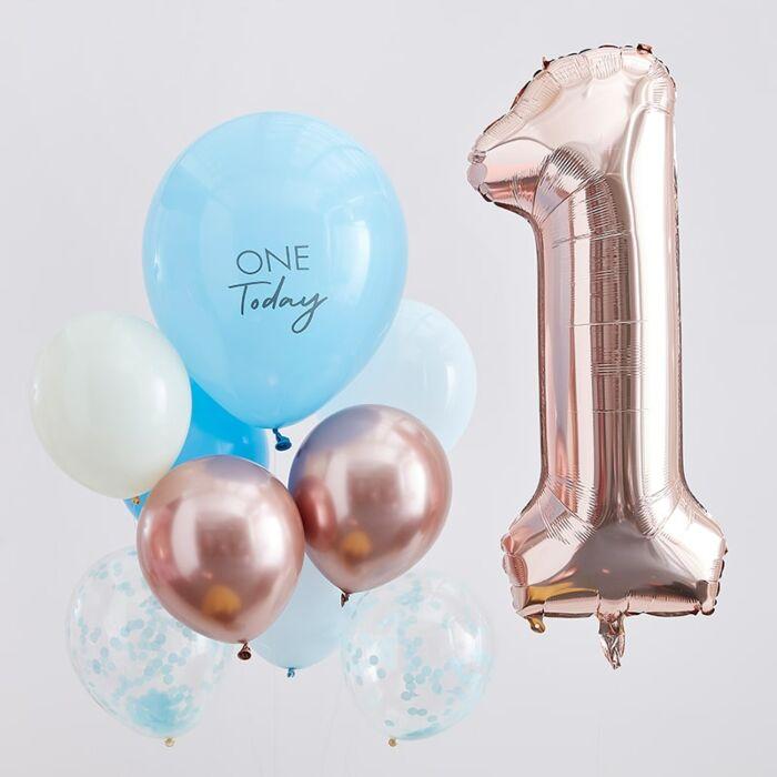 Ballongbukett 1år, gjør det selv, blå - 10 stk