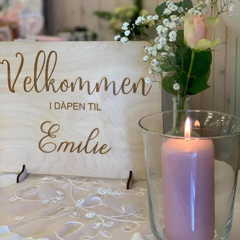 Velkomstskilt, navnefest - eget navn