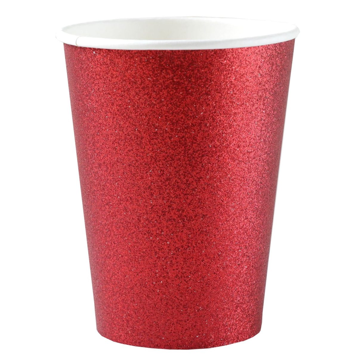 Pappkopper glitter, rød - 10 stk