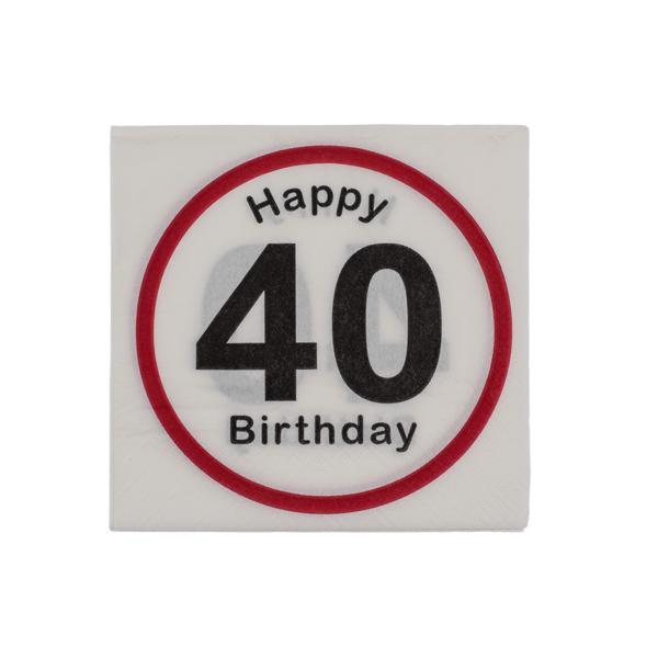 Servietter 40 år bursdag - 20 stk