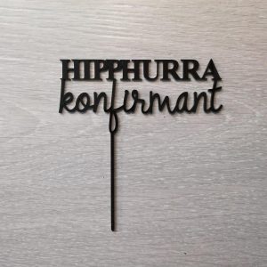 Kakepynt, svart - Hipp hurra konfirmant