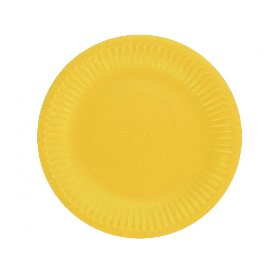 Papptallerkener 18 cm, gul - 6 stk