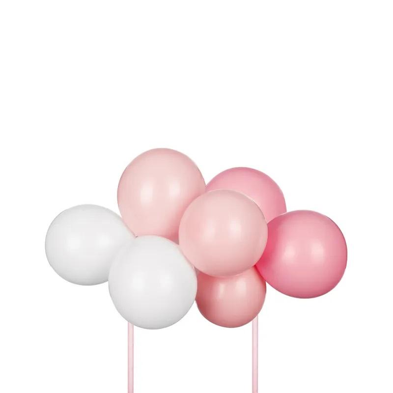 Kakepynt, miniballonger - rosa og hvit