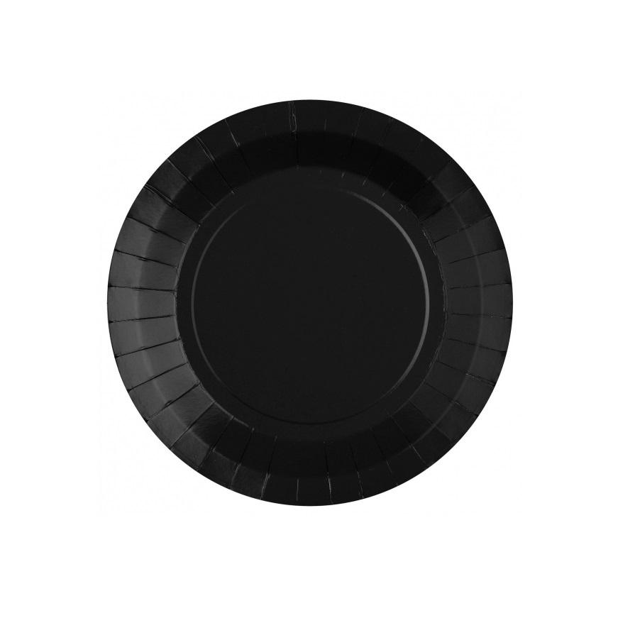 Papptallerkener 22 cm, svart - 10 stk