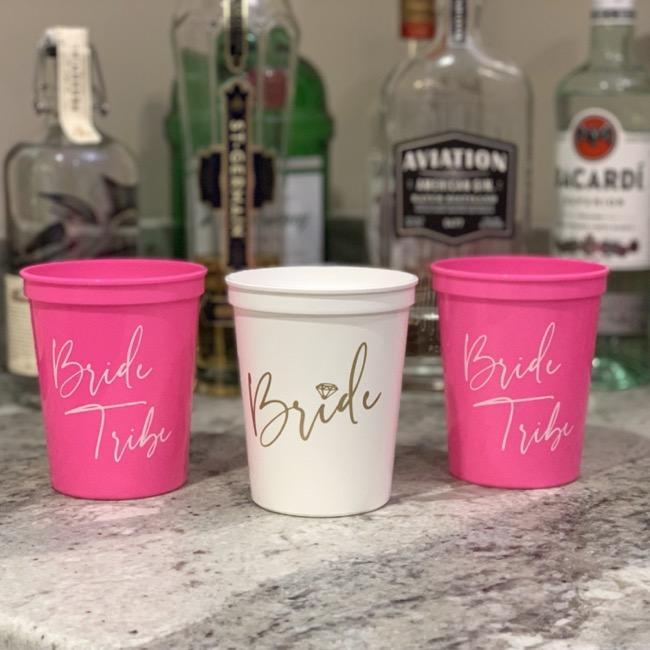 Gjenbruksbeger 8 stk, Bride Tribe - Rosa og hvit