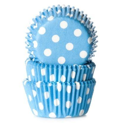 Cupcakeformer, prikkete blå - 50 stk