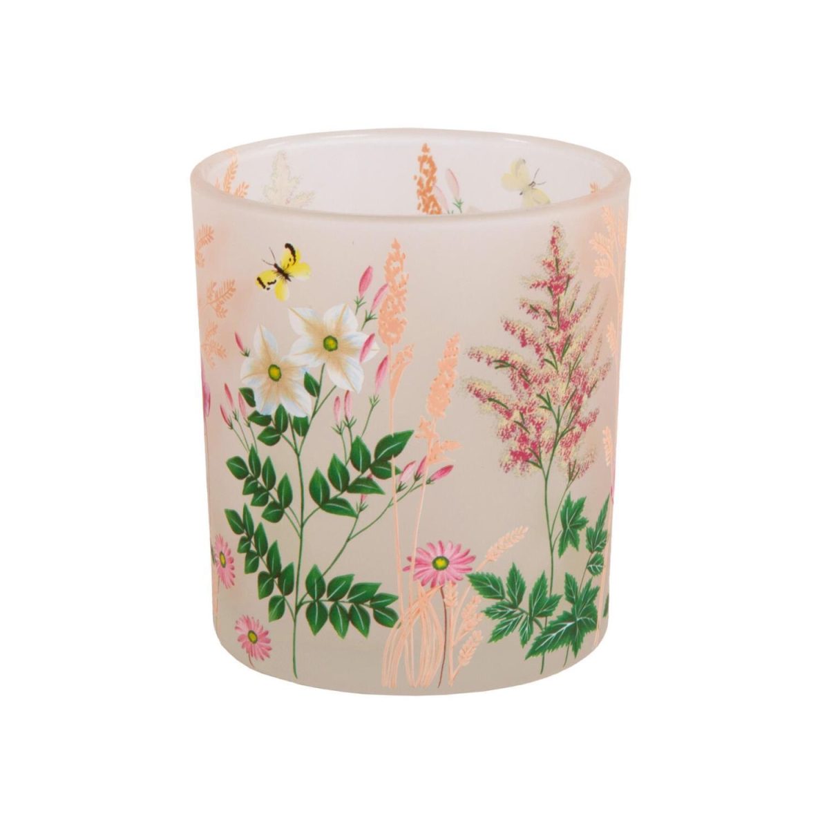Lysglass med blomster - 7x8cm