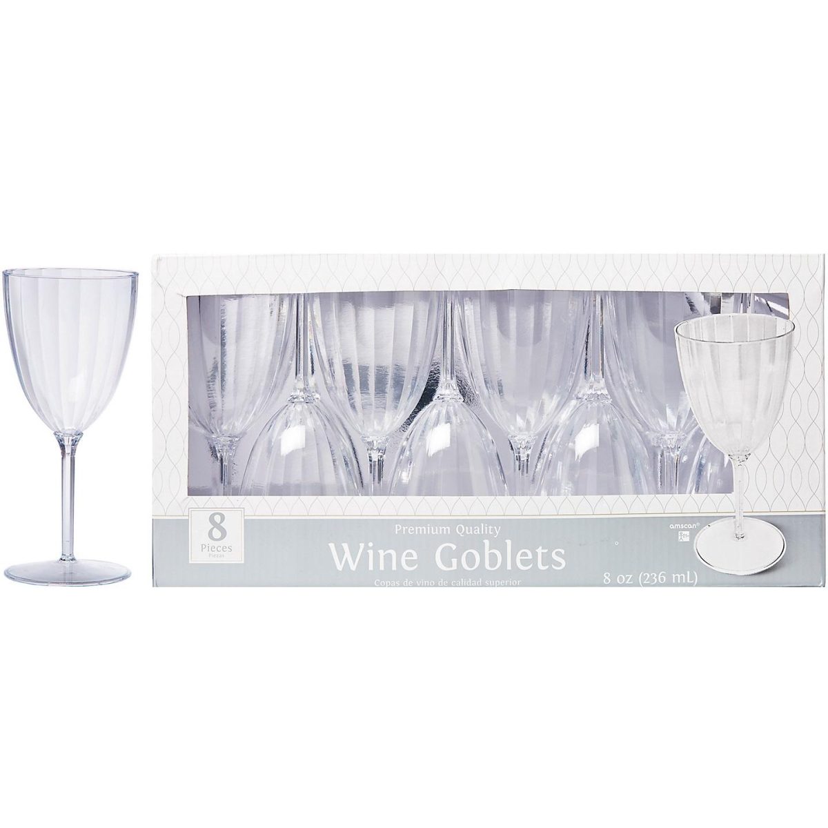 Vinglass elegant helstøpt - 8 stk