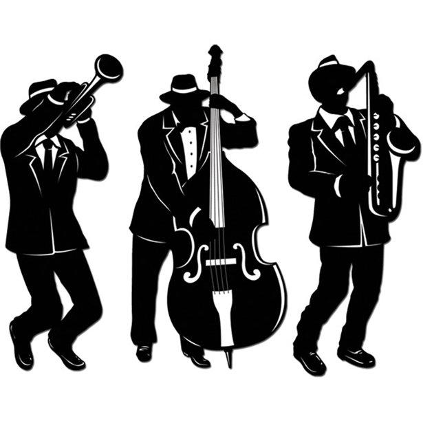 Veggsilhuetter jazzband, 45 cm - 3 stk