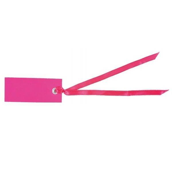 Bordkort etikett, mørk rosa - 12 stk