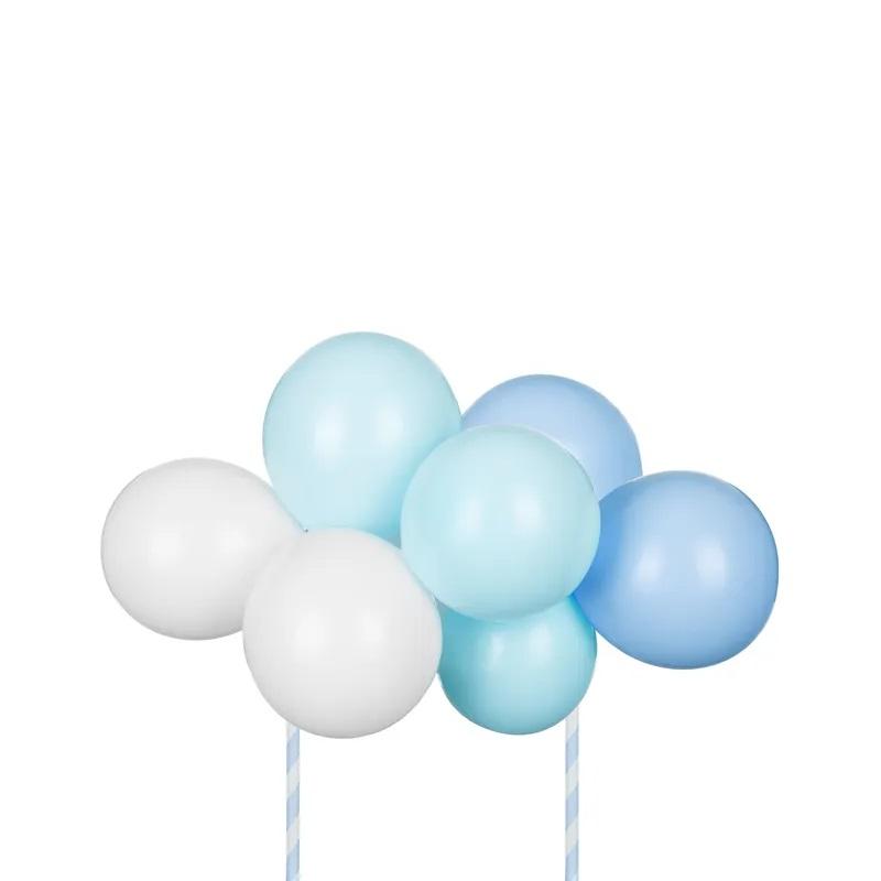 Kakepynt, miniballonger - blå og hvit
