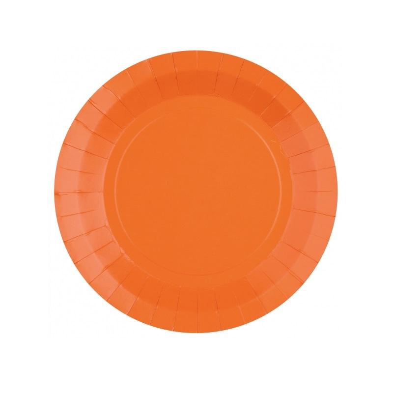 Papptallerkener 22 cm, oransje - 10 stk