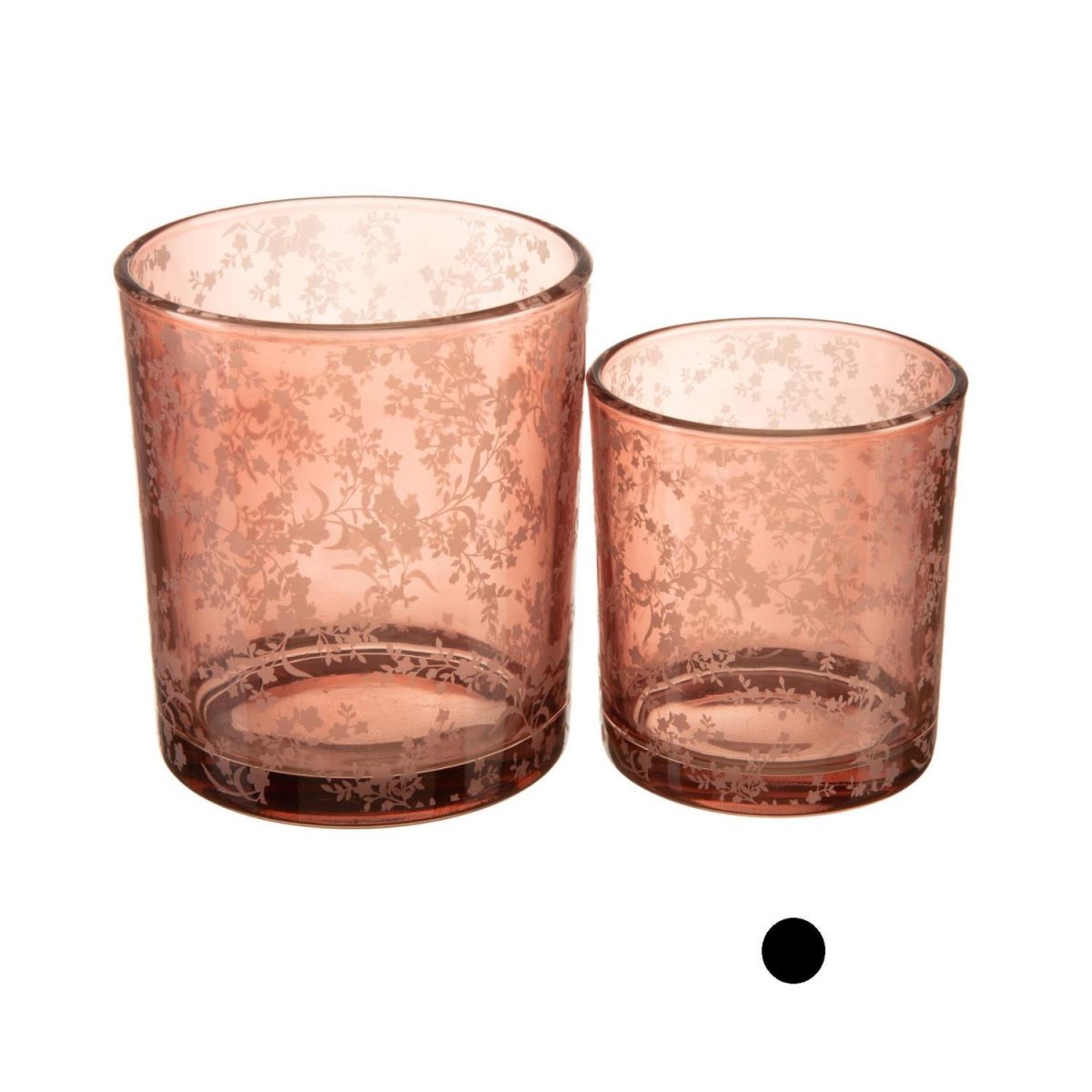 Lysglass små blomster, rosa - 7x8cm