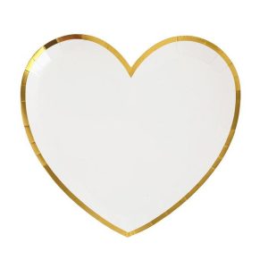 Papptallerkener, Hvitt hjerte - 10 stk