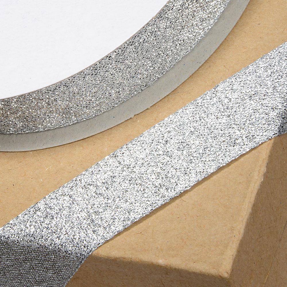 Pyntebånd 12mm, glitrende sølv – 25 m