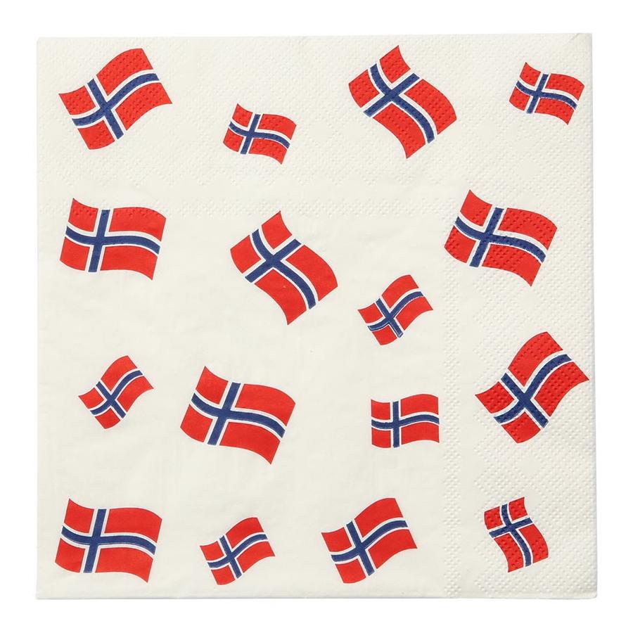 Servietter lunsj, norske flagg – 16 stk