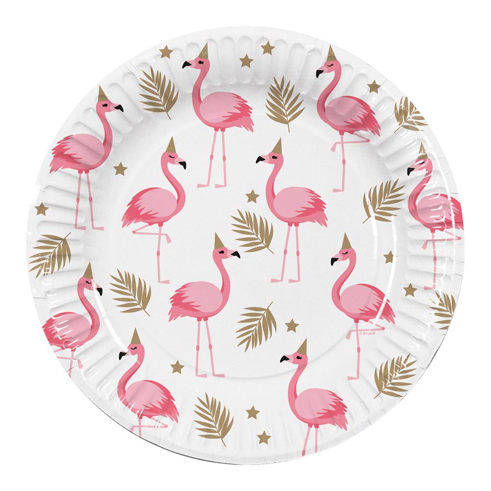 Papptallerkener, flamingo – 10 stk