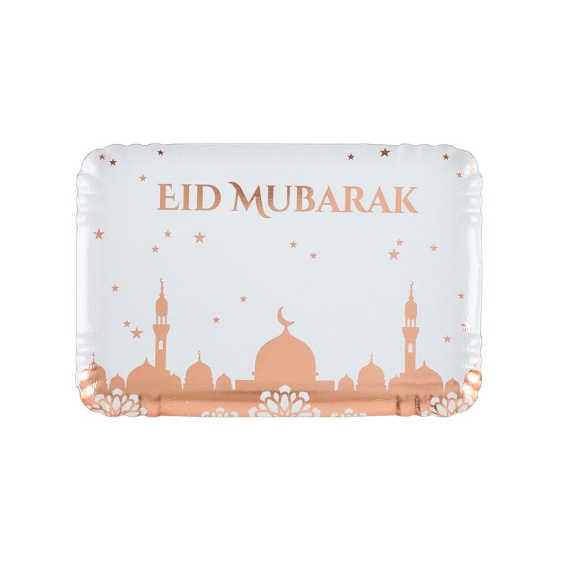 Serveringsbrett, rosegull Eid Mubarak - 5 stk