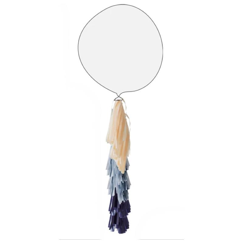 Ballonghale tassels, 70 cm - Blå, grå og fersken