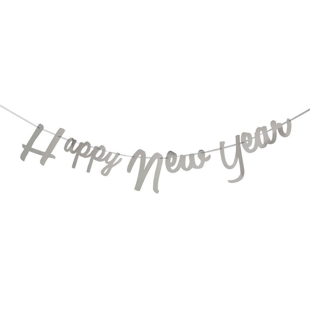Bokstavbanner sølv – Happy new year