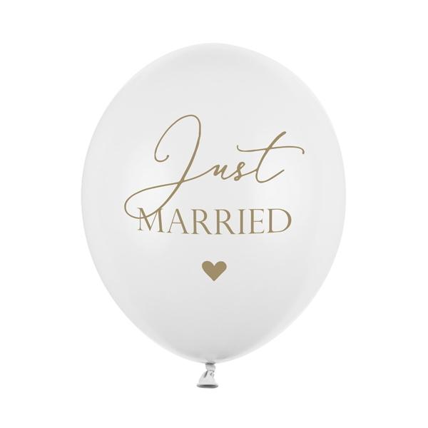 Ballonger hvit, Just Married - 6 stk