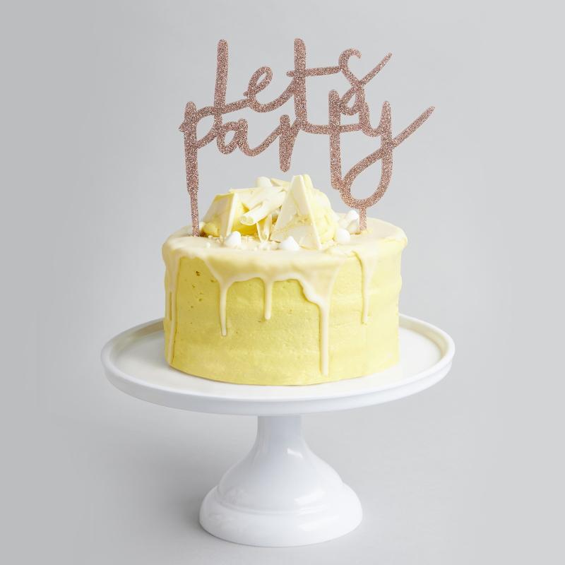 Kakepynt glitter, rosegull - Lets party