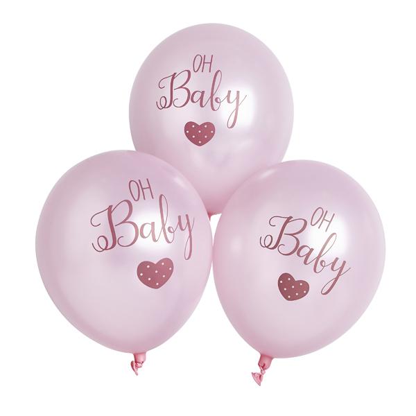 Ballonger oh baby, rosa – 6 stk
