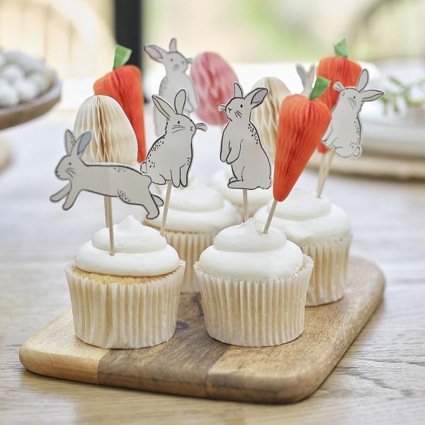 Cupcakepynt, Påskehare - 12 stk