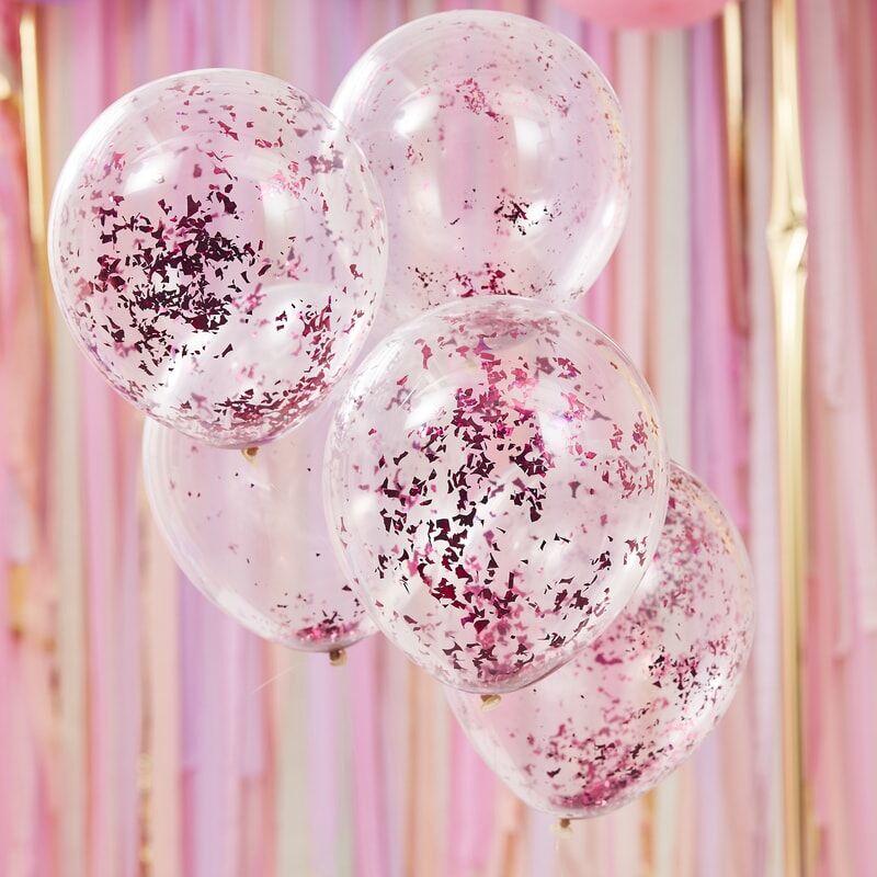 Glitterballonger rosa – 5 stk