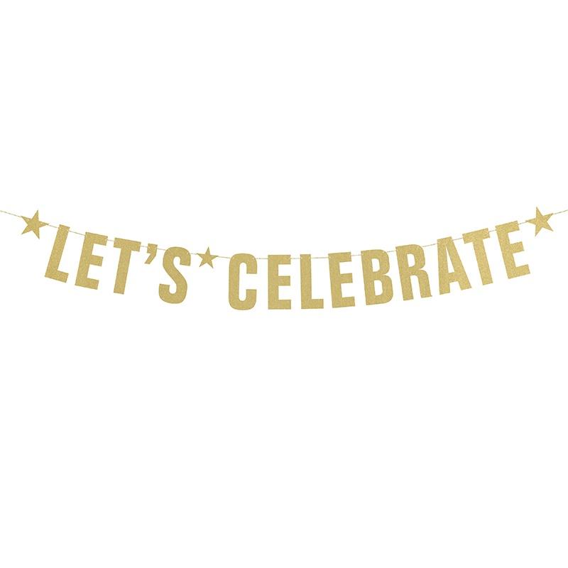 Bokstavbanner, gull - Let's celebrate